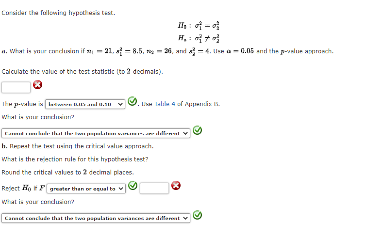 Consider the following hypothesis test. Ho : 01 = 03 Ha