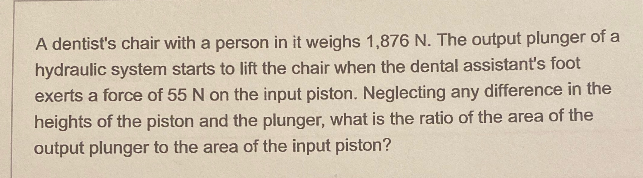 Step by step with the appropriate equations attached A dentist's chair with