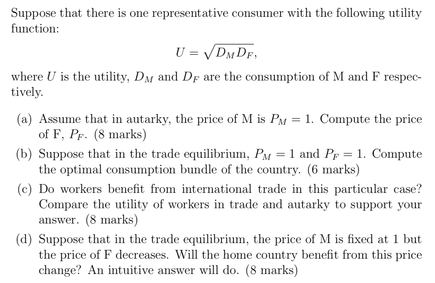 Let there be two goods, M and F, and three factors of