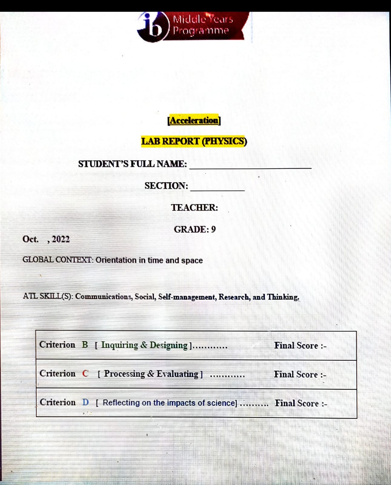 report should follow Task You will be given a ticker-timer, paper tape,