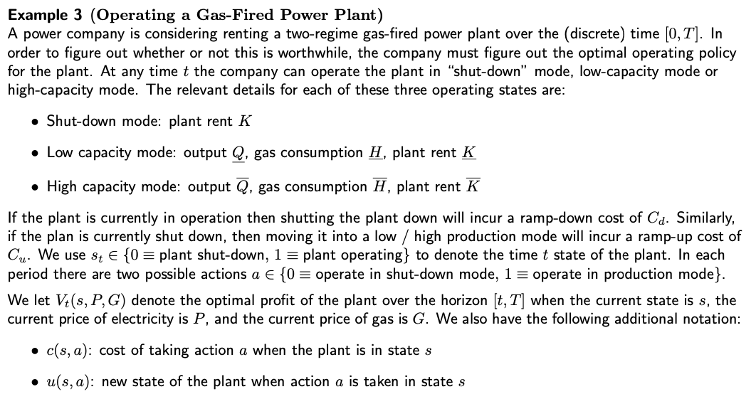 Please help with exercise 3 Example 3 (Operating a GasFired Power Plant)