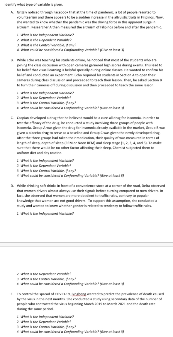 pls answerrr Identify what type of variable is given. A. Grizzly noticed