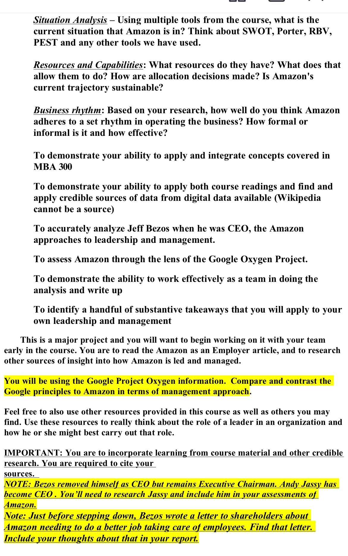 Situation Analysi. Using multiple tools from the course, what is the