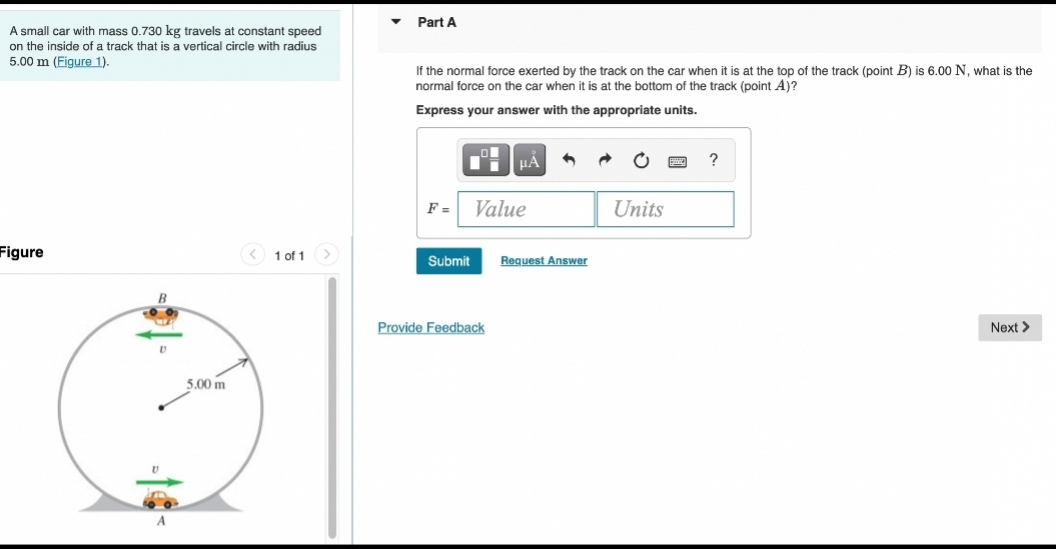 express the answer with appropriate units Part A A small car with