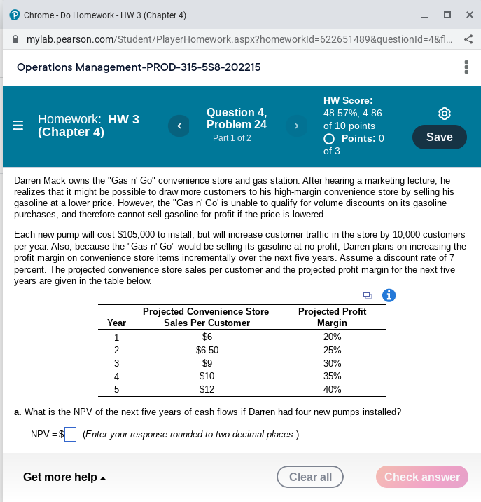 Chrome - Do Homework - HW 3 (Chapter 4) Operations Management-PROD-315-5S8-202215 Homework: