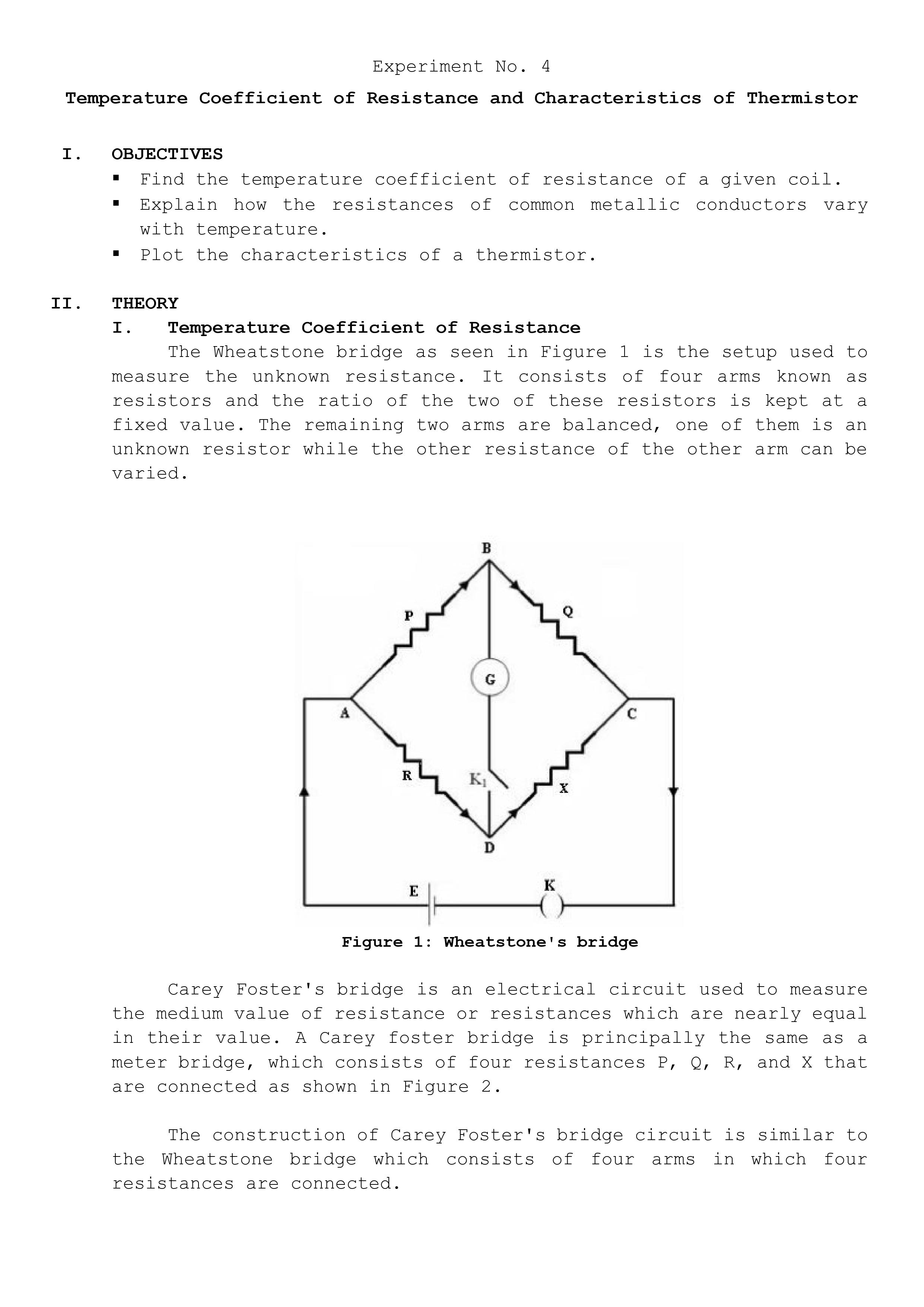 the characteristics of a thermistor. THEORY I. Temperature Coefficient of Resistance The