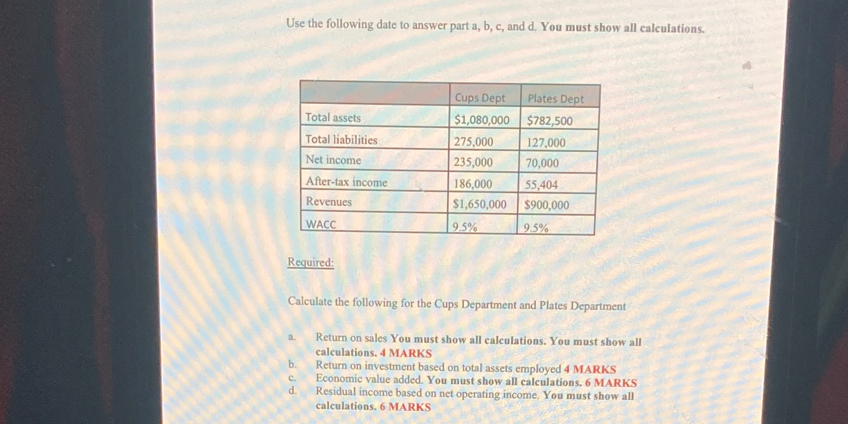 Use the following date to answer part a, b, c, and d.