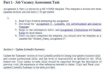  Part 1 - Job Vacancy Assessment Task Assignment 3, Part 1