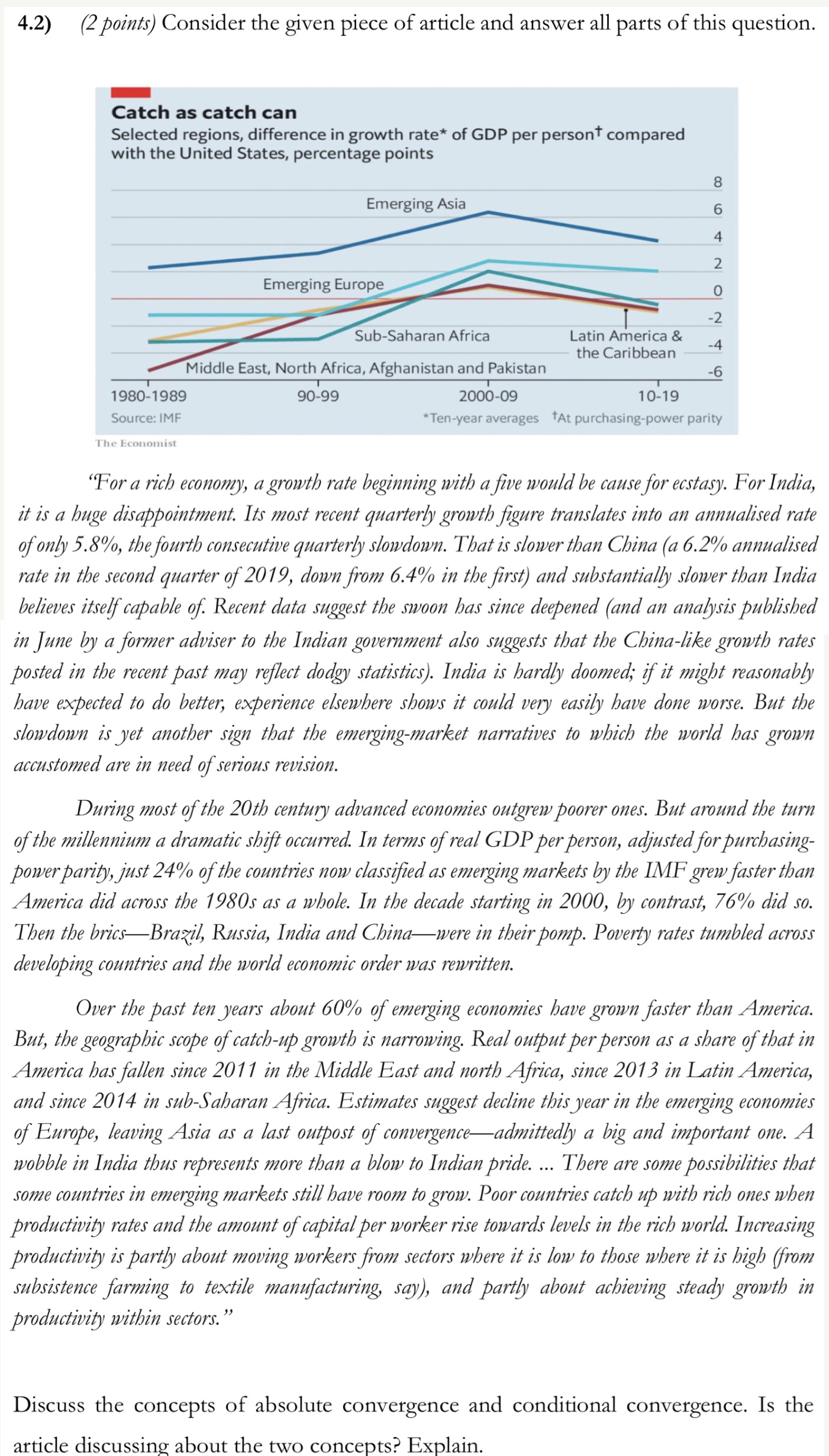 Question growth model 4.2) (2 points) Consider the given piece of article