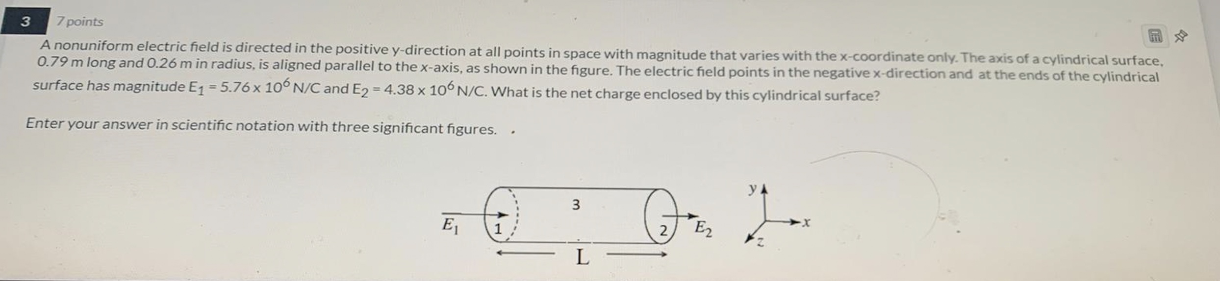 3. 3 7 points A nonuniform electric field is directed in the