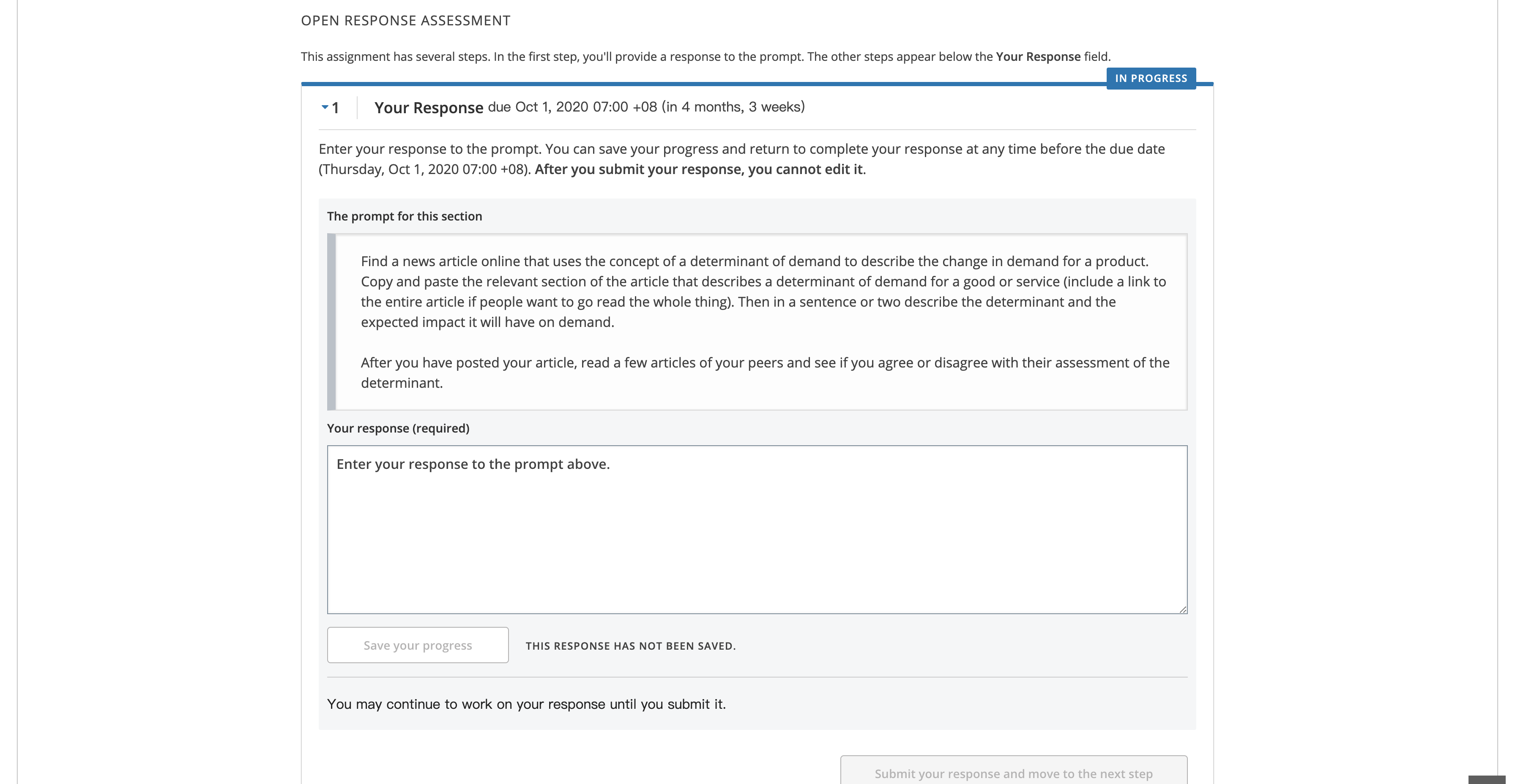 Determinant of Demand Exercise To complete the assignment, please follow the steps