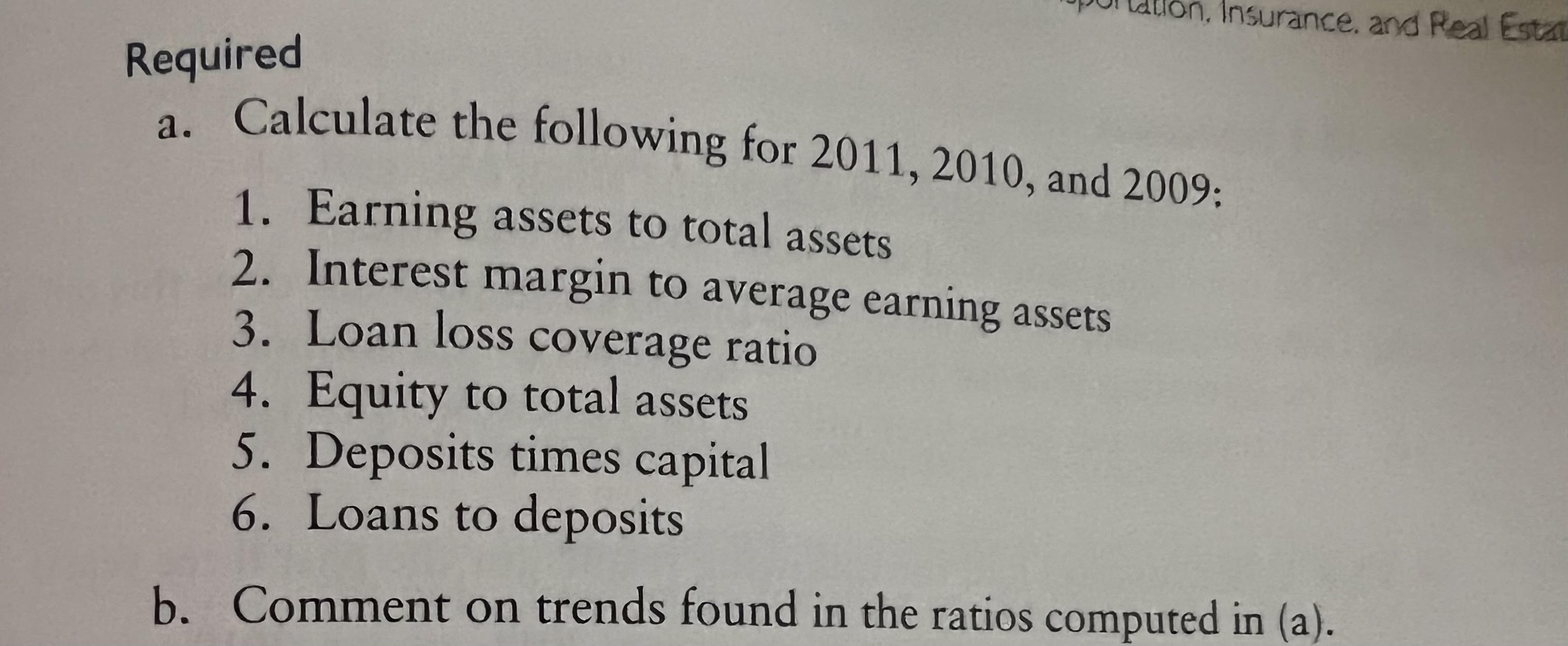 the annual report of Dover Bank: 2011 2010 2009 Average earning assets