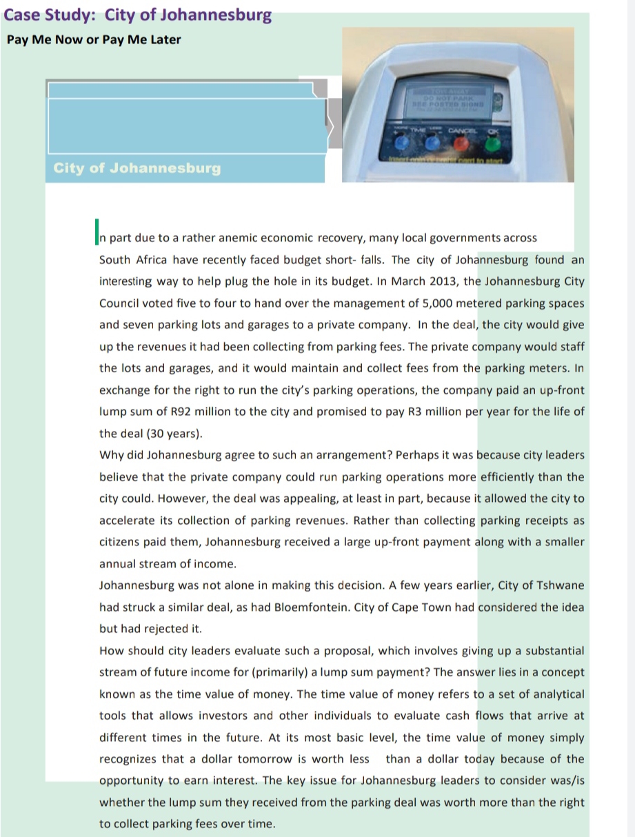 a. Make a case for the value drivers that merited the City