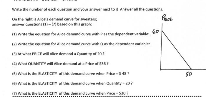  Write the number of each question and your answer next to