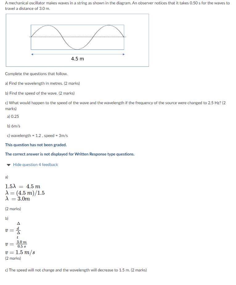the diagram. An observer notices that it takes 0.50 s for the