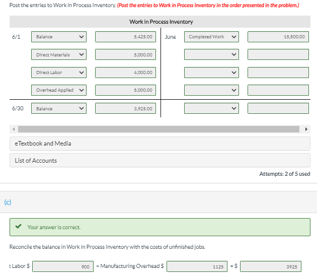 Manufacturing Overhead Applied $ 35,000 Work in Process Inventory $ 5,425 Manufacturing