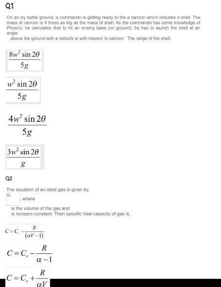 to fire a cannon which includes a shell. The mass of cannon