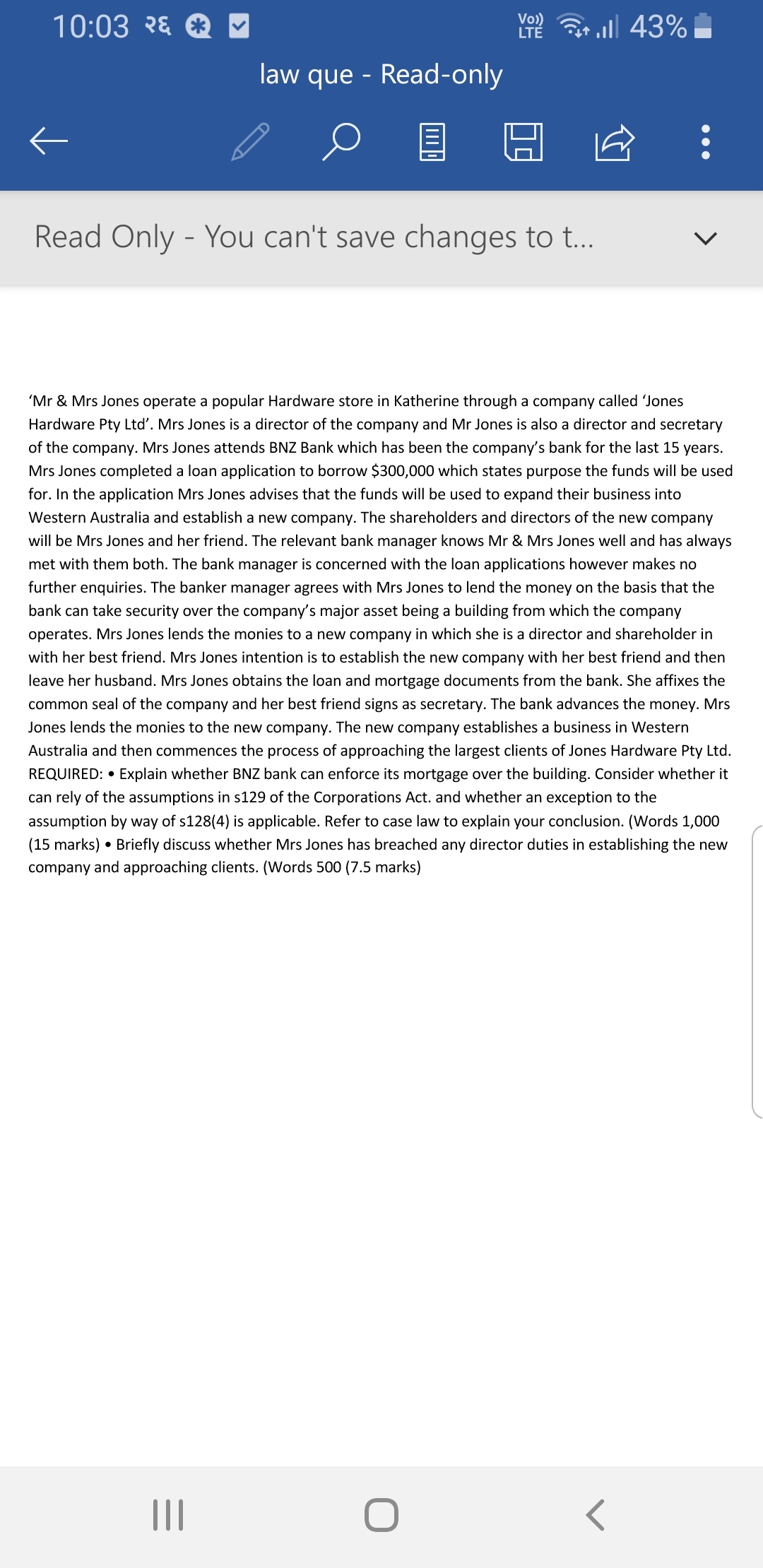 10:03 ?& Vo2 it .Ill 43% law que - Read-only HE