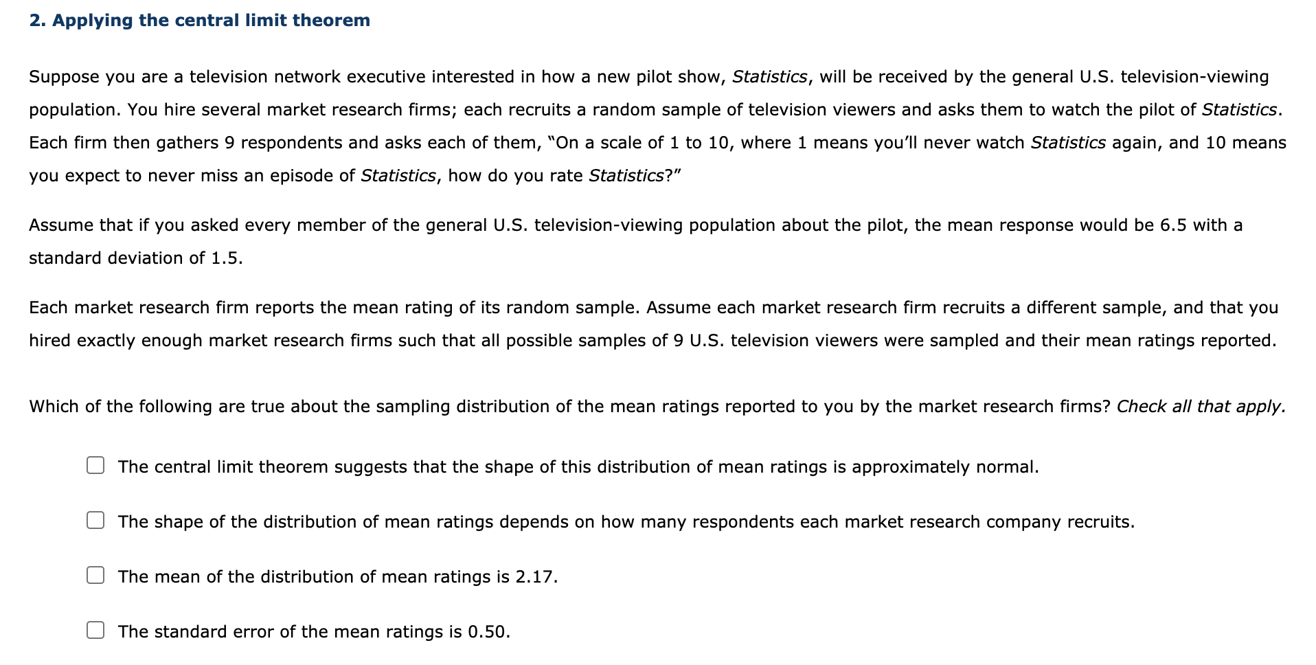 2. Applying the central limit theorem 2. Applying the central limit theorem