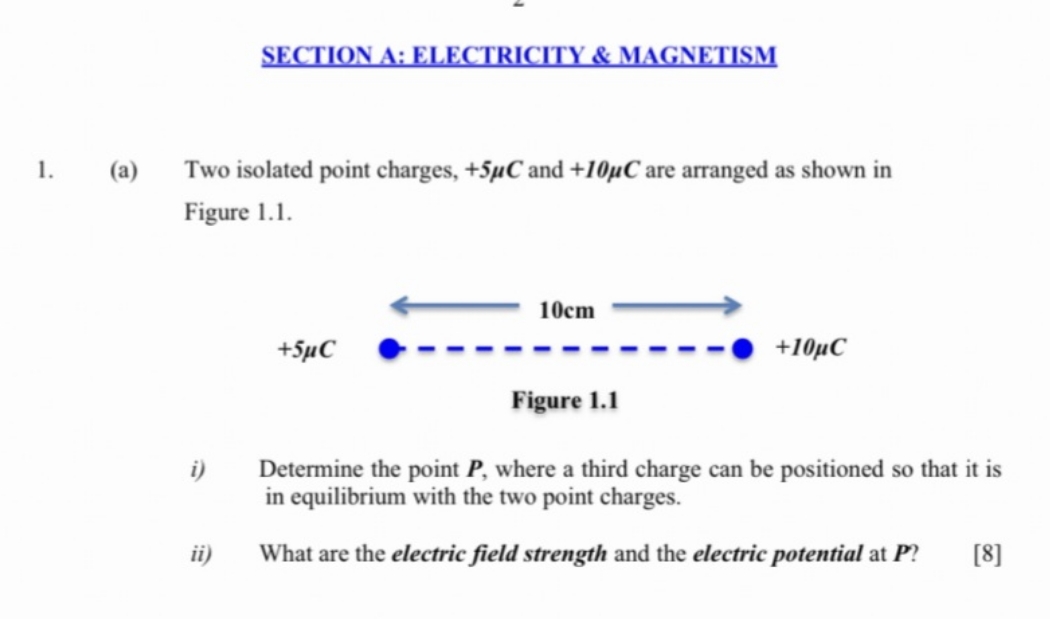 Please help with the following Physics questions SECTION A: ELECTRICITY & MAGNETISM