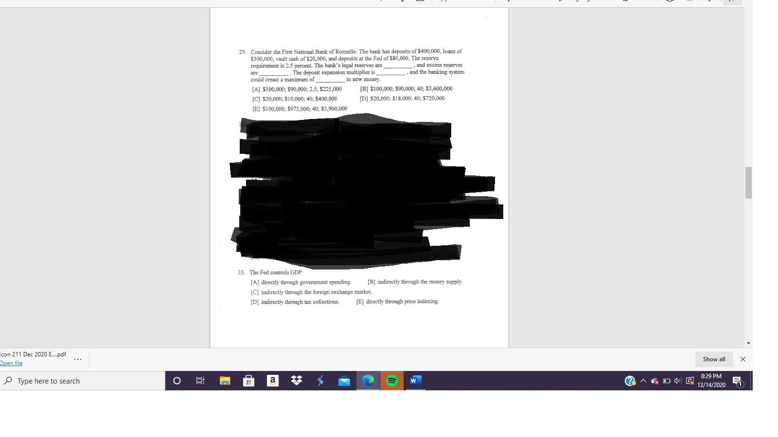  ECON Practice Questions. Need help with a few, help would be