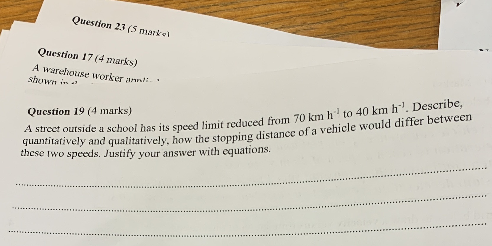  Question 23 (5 marks) Question 17 (4 marks) A warehouse worker