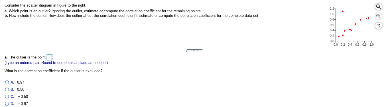 in figure to the right. a. Which point is an outlier? Ignoring