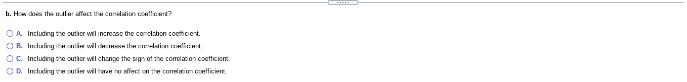 the outlier, estimate or compute the correlation coefficient for the remaining points.