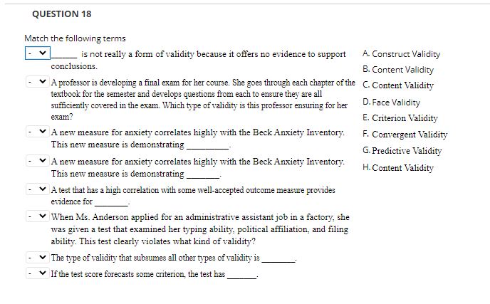 the following terms A. V is not really a form of validity