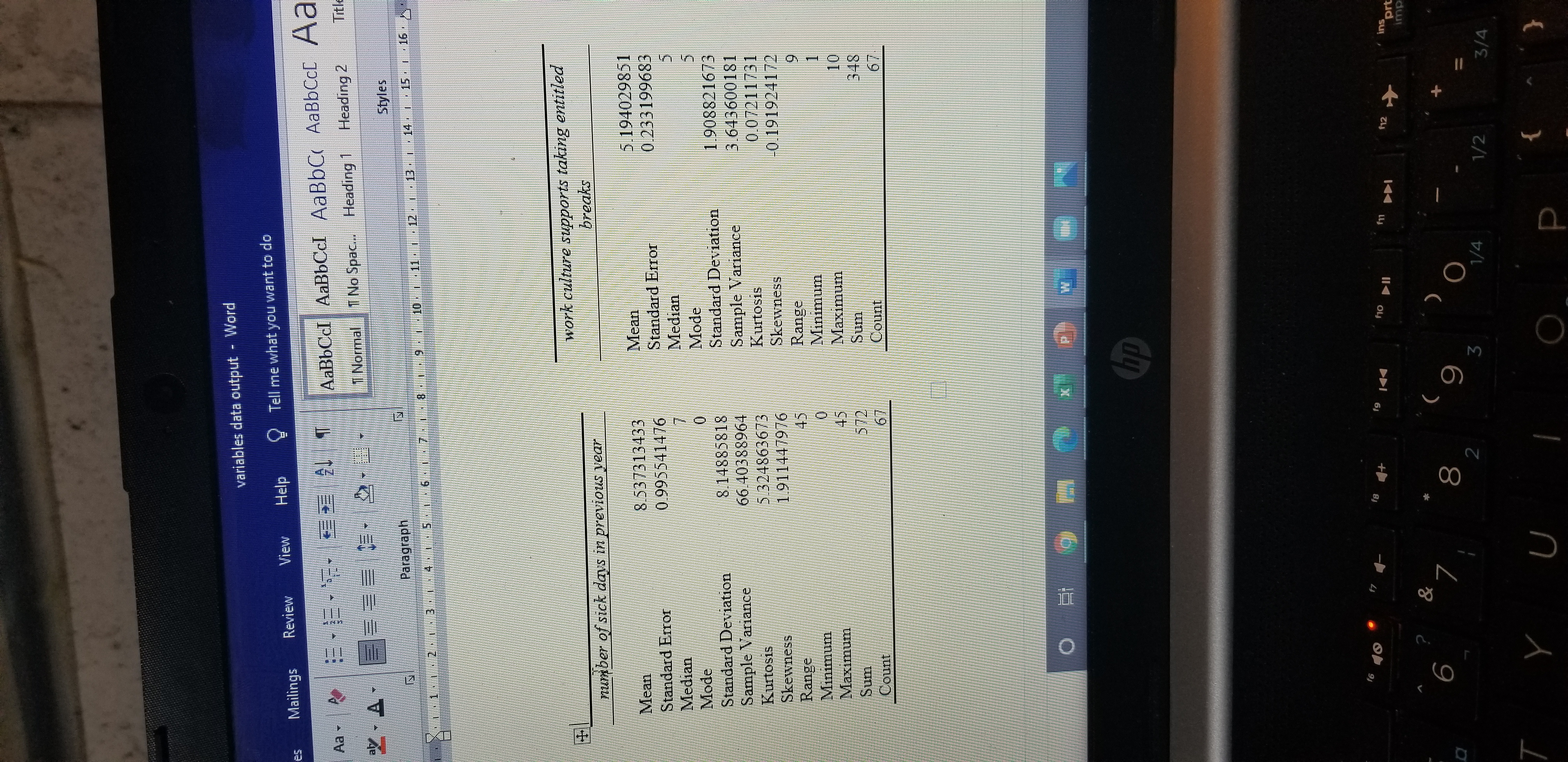 b.Explain the standard error (S.E.) number in relation to the sample means