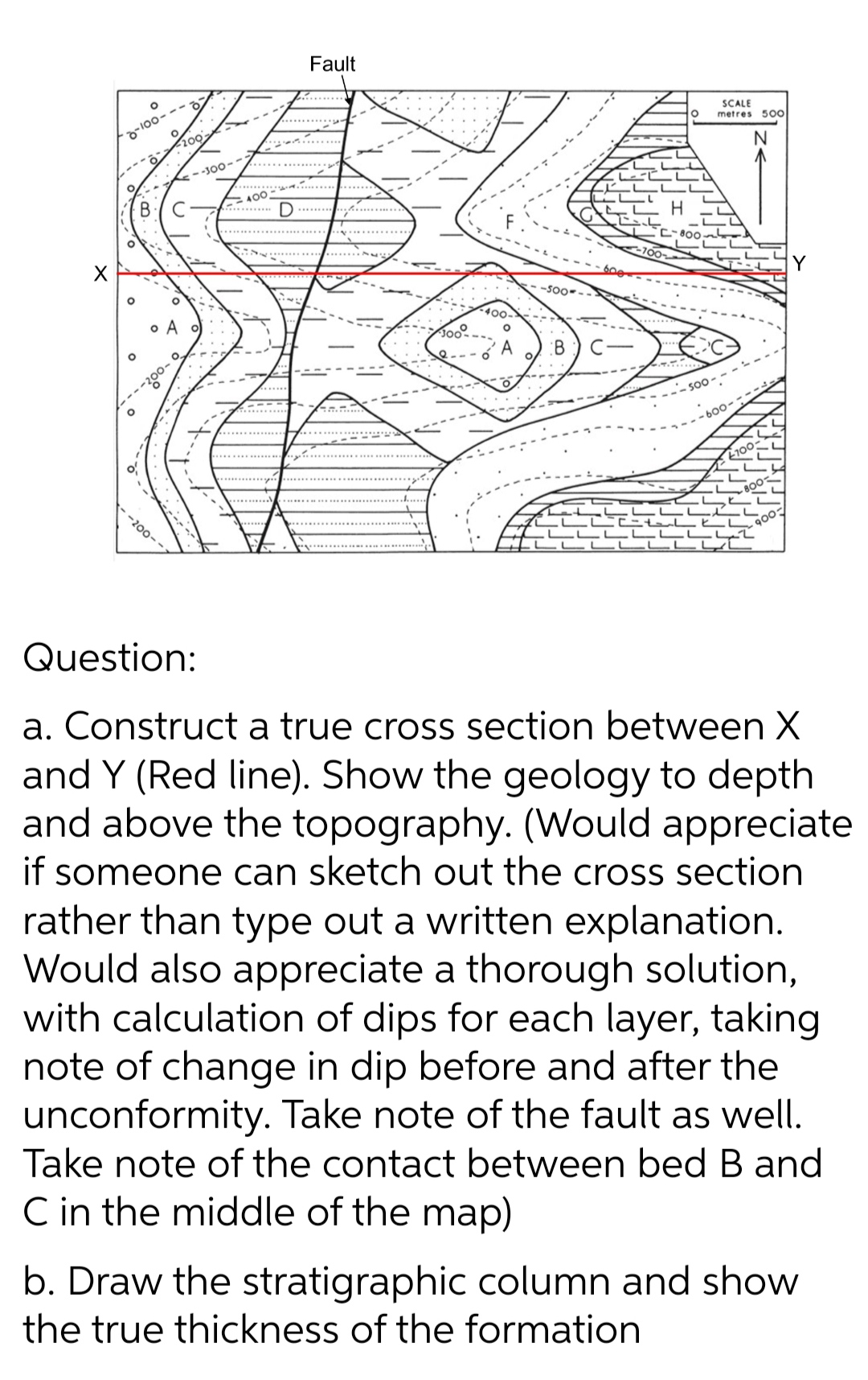 4 Question: a. Construct a true cross section between X and Y