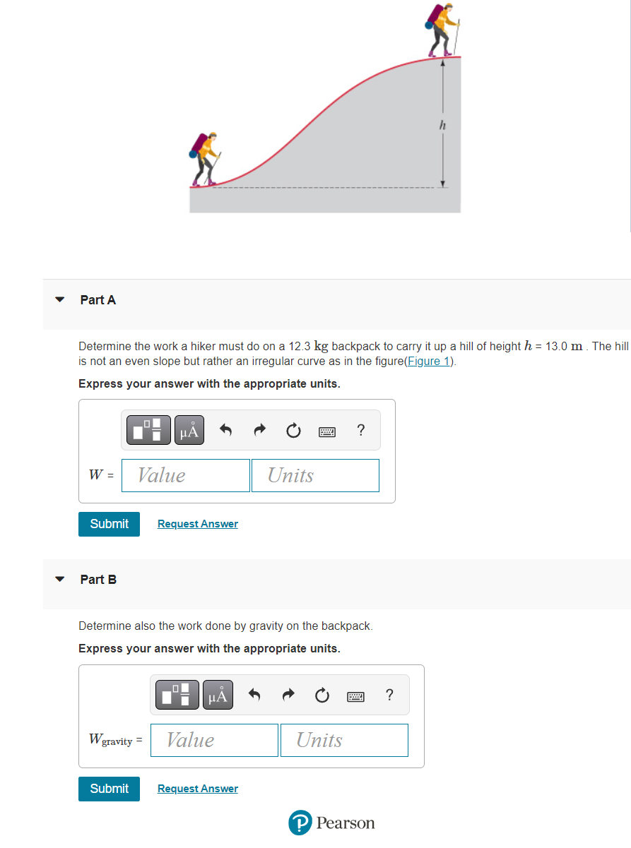 12.3 kg backpack to carry it up a hill of height h