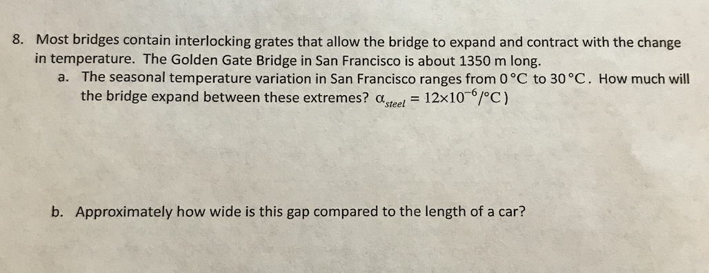 expand and contract with the change in temperature. The Golden Gate Bridge