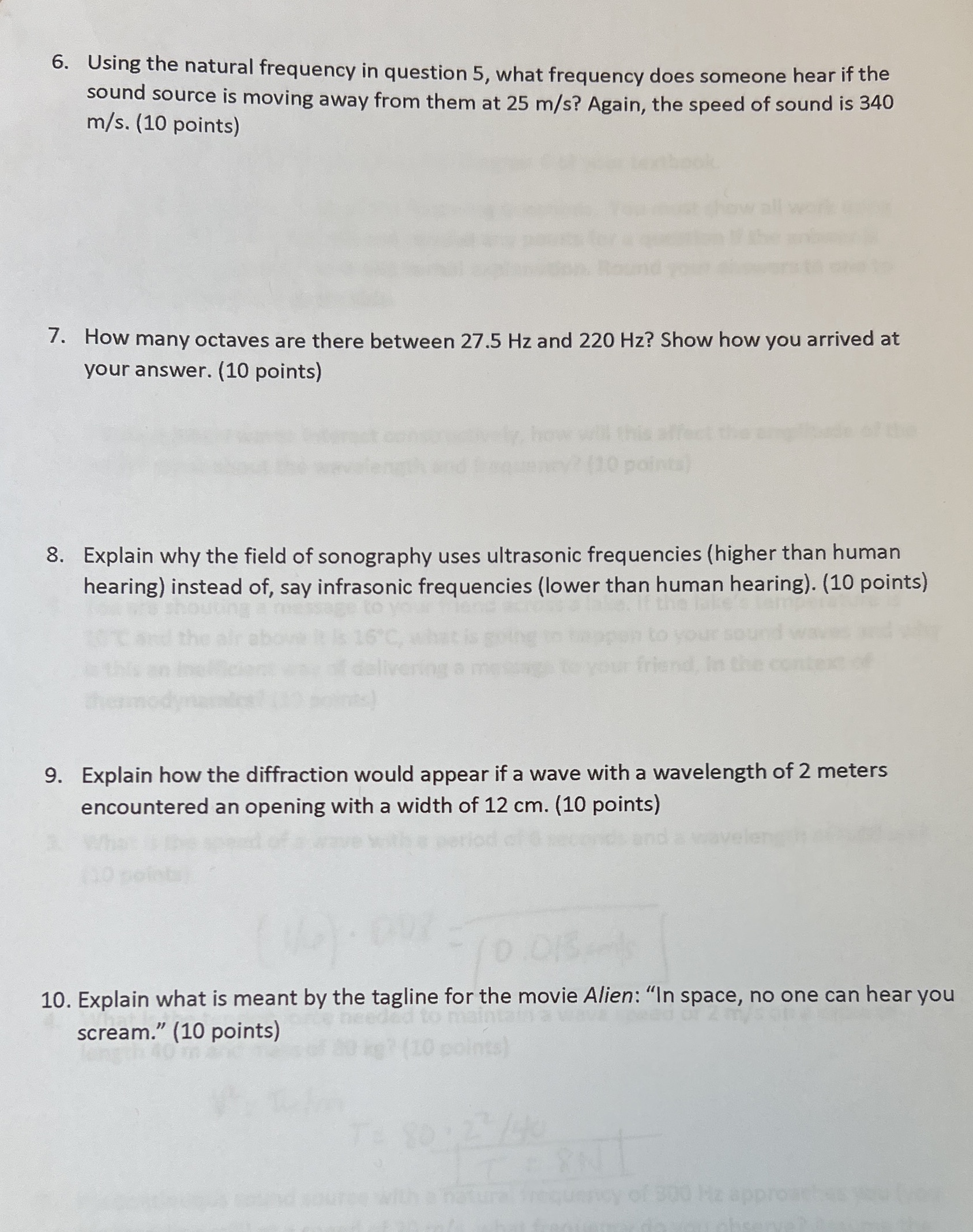  6. Using the natural frequency in question 5, what frequency does