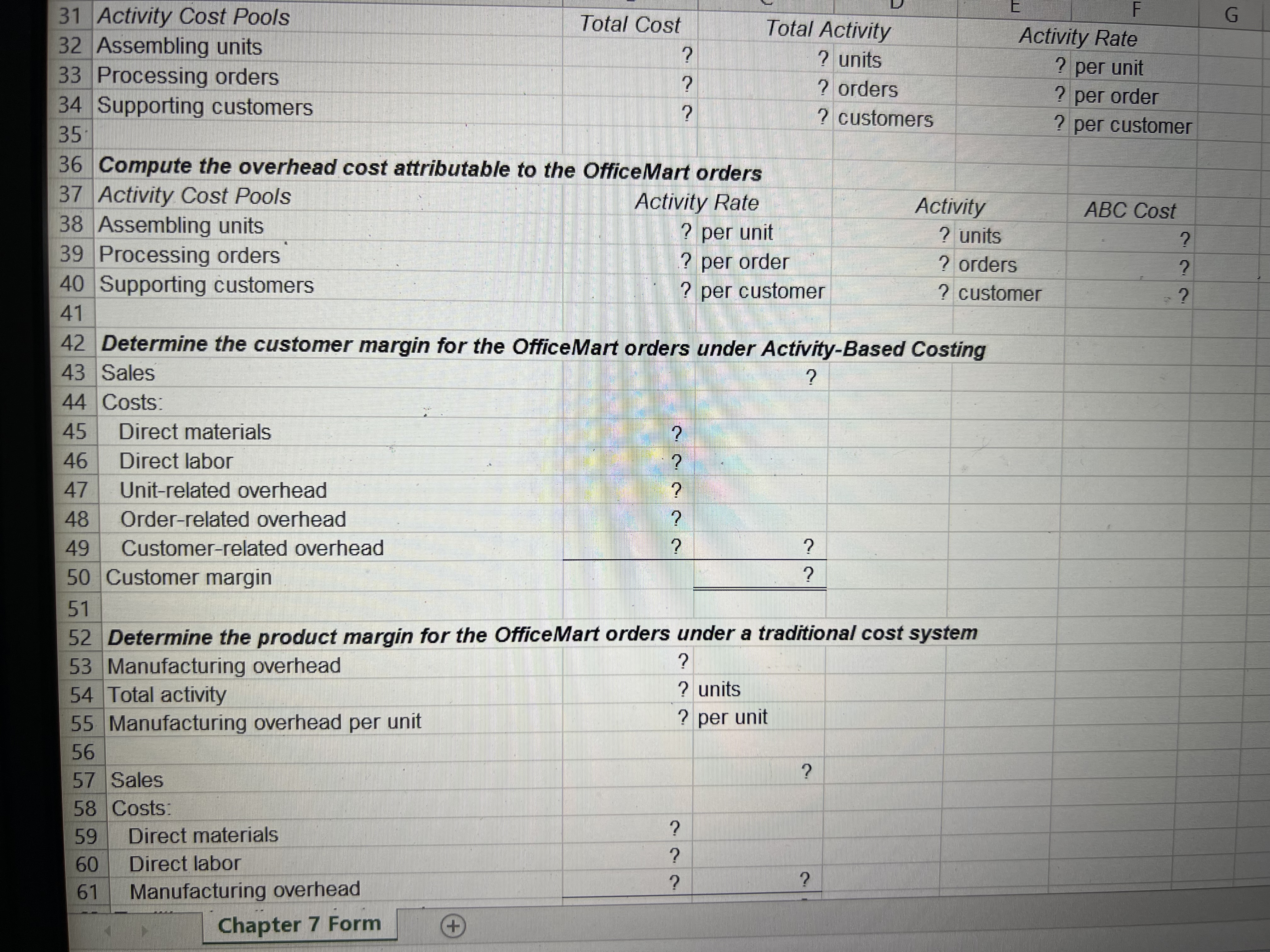 Product Margin Under a Traditional Cost System" that is not in the