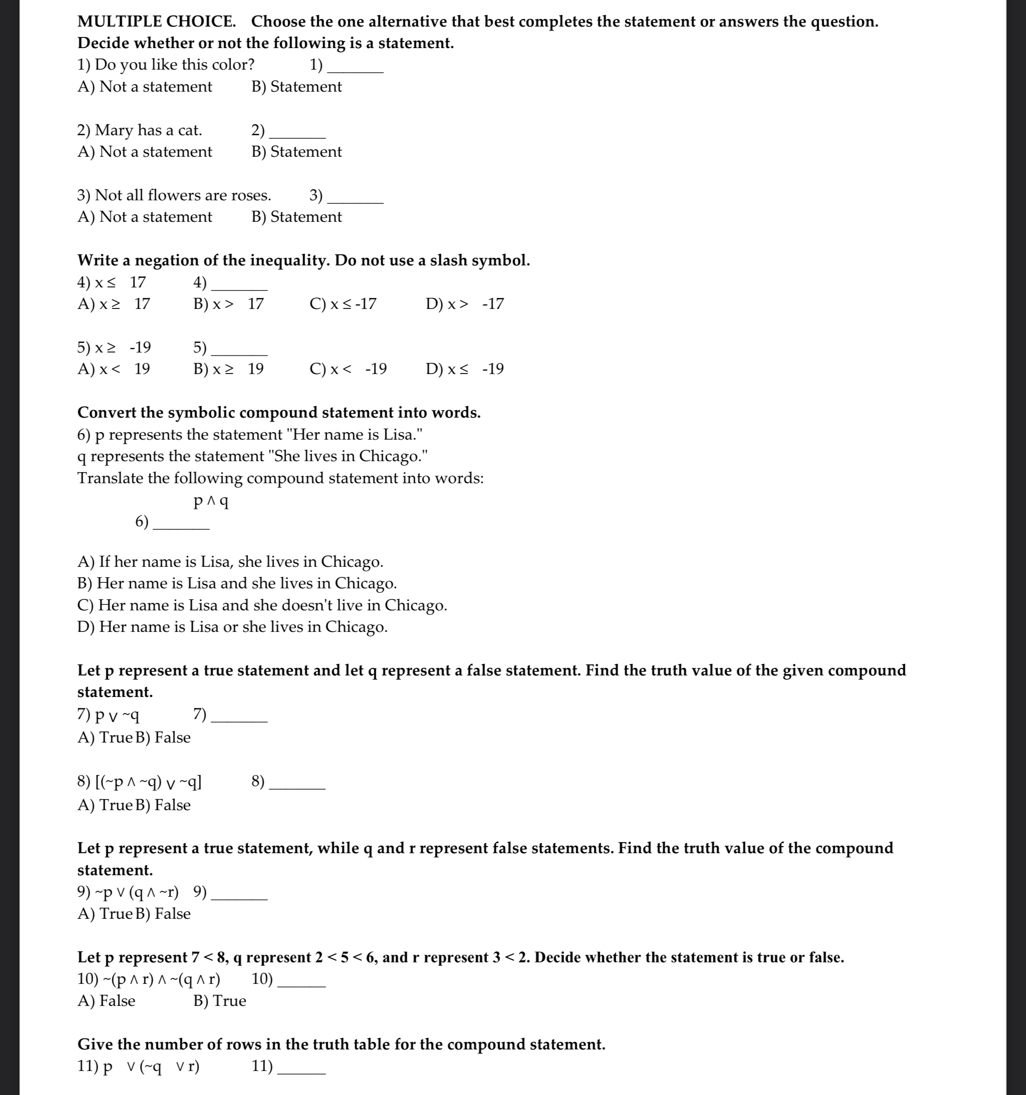 and helpful""Thank You" A)8 B)3 C)9 D)6 Use De Morgan's laws to