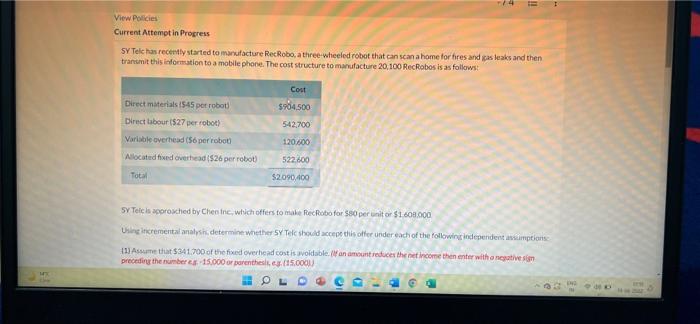  MT -14 E View Policies Current Attempt in Progress SY Telc