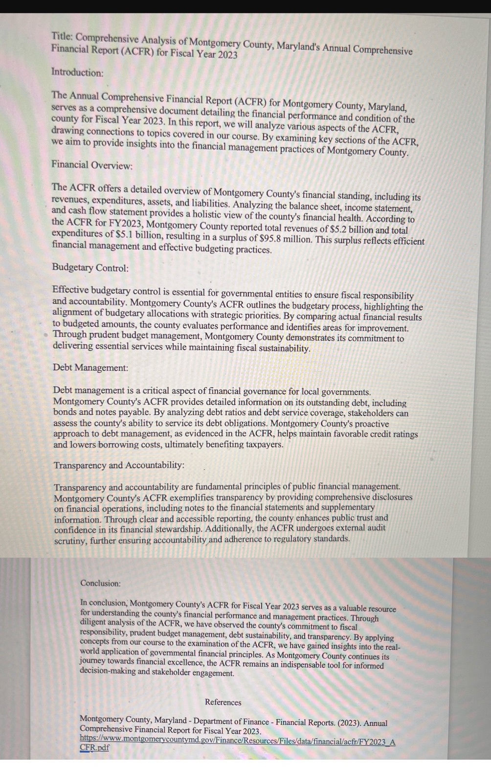 I have an assignment which is called an ACFR PowerPoint where, I