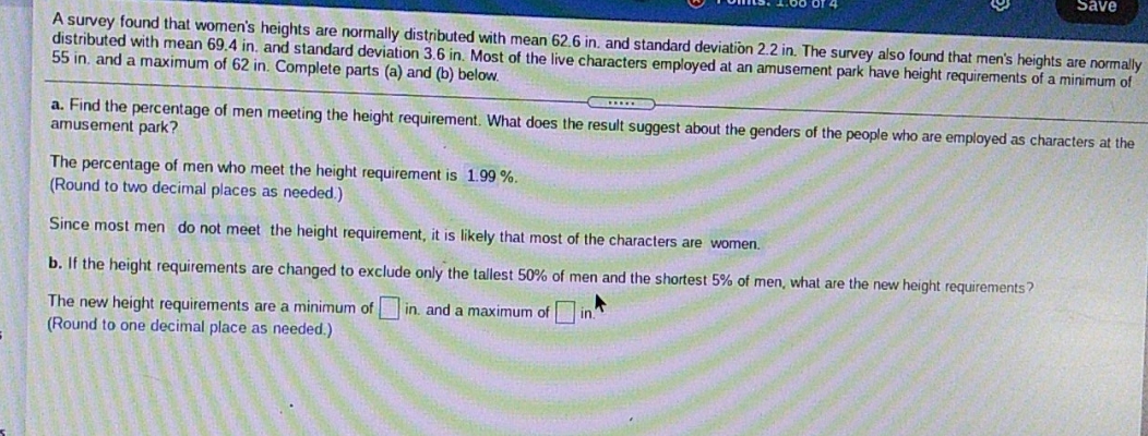 please help me finish this off Save A survey found that women's