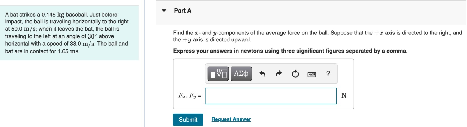 ball is traveling horizontally to the right at 50.0 m/s; when it