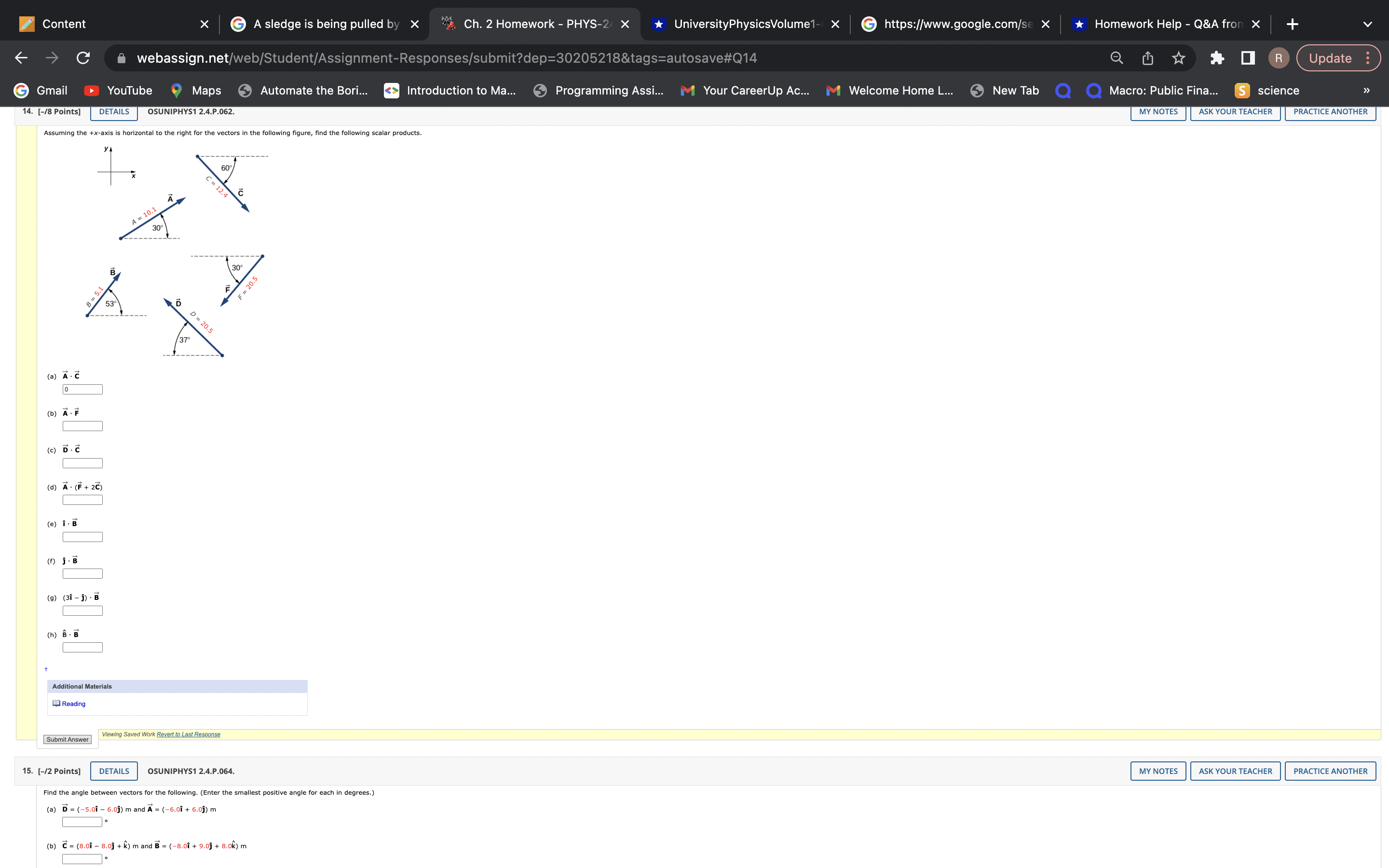 2 Homework - PHYS-2( X UniversityPhysicsVolume1-( X G https://www.google.com/se x *Homework Help