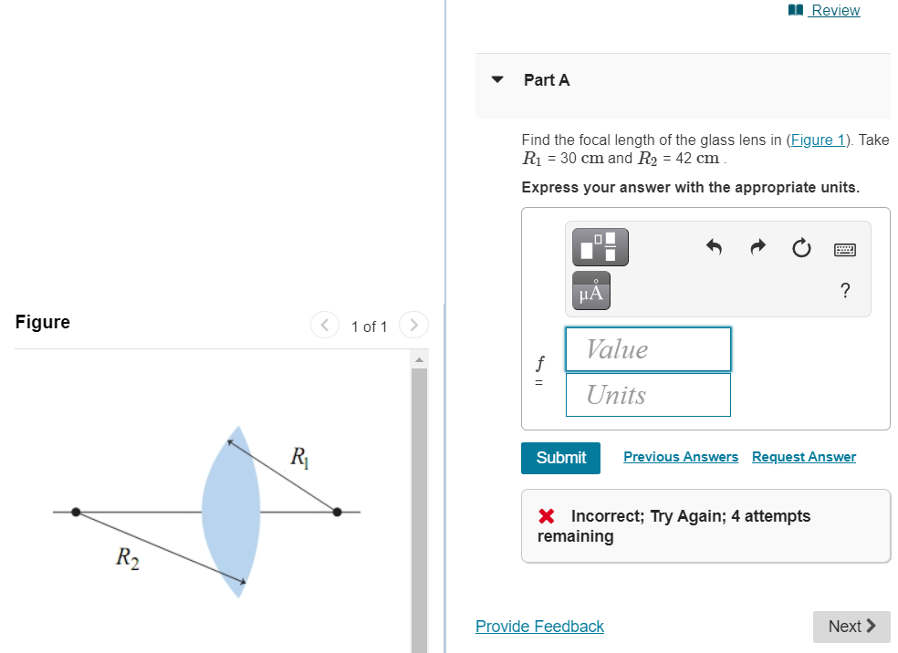 screen. What are the radii ofa symmetric converging plastic lens {lei two