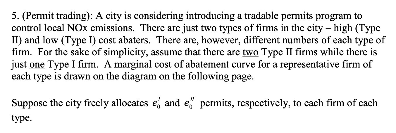  5. (Permit trading): A city is considering introducing a tradable permits