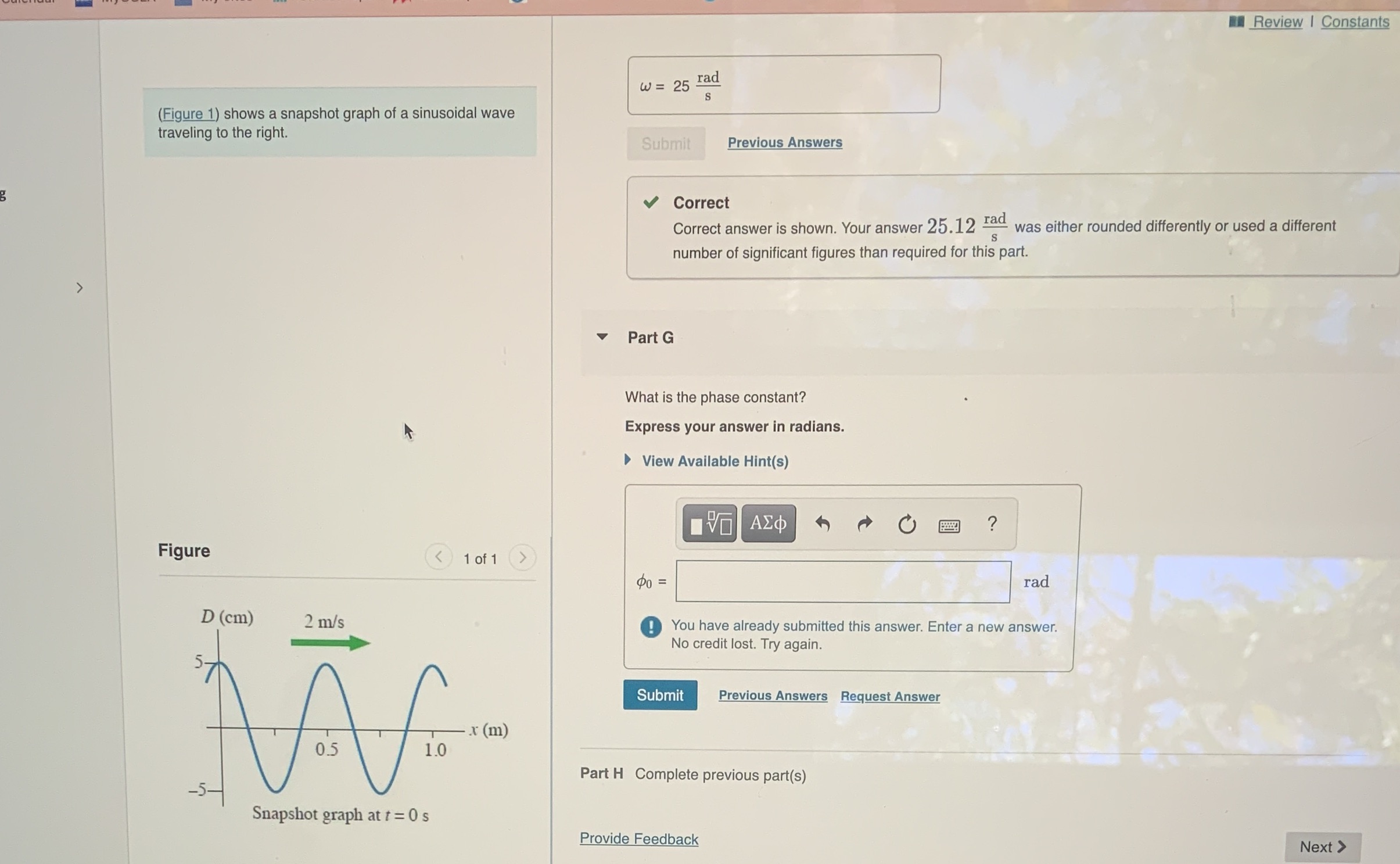 What is the phase constant ? What is the displacement equation for