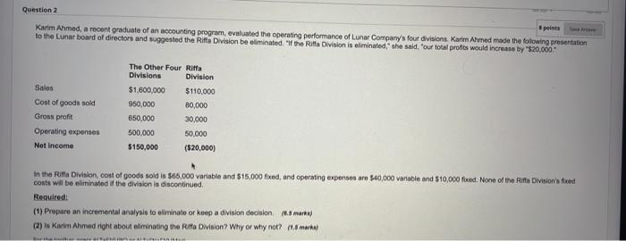 Question 2 points Karim Ahmed, a recent graduate of an accounting