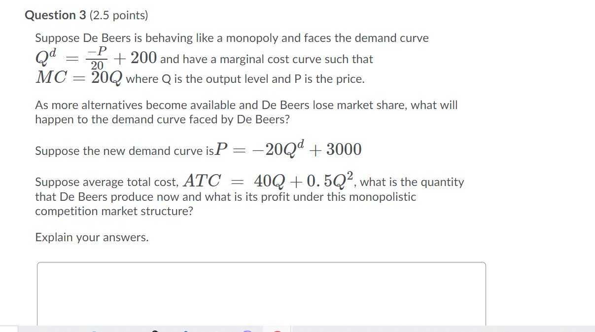 have a marginal cost curve such that MC= 15*Q where Q is