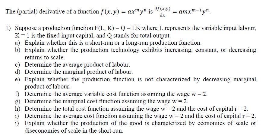 Solve it plzzz The (partial) derivative of a function f(x, y) =
