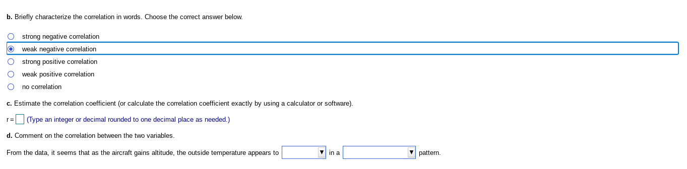 thousands of feet) and outside air temperatures (in F) recorded during a