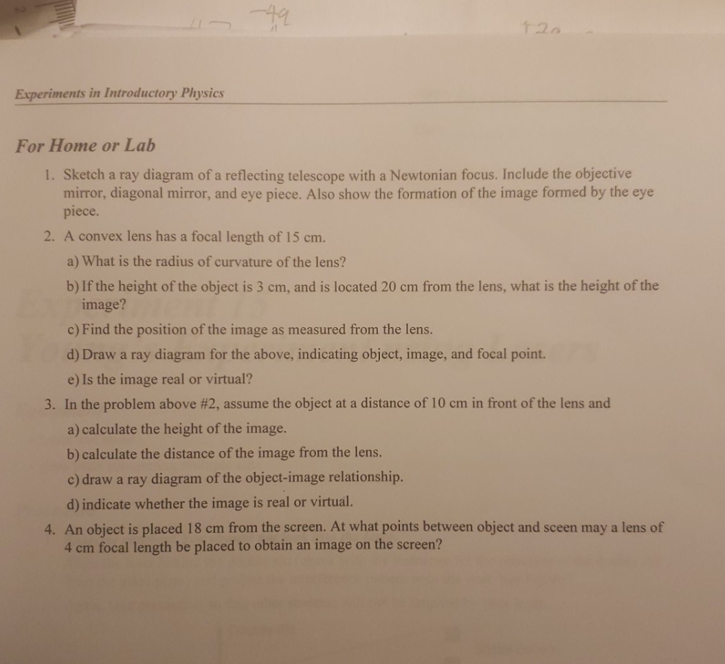 convex lens -49 1 26 Experiments in Introductory Physics For Home or