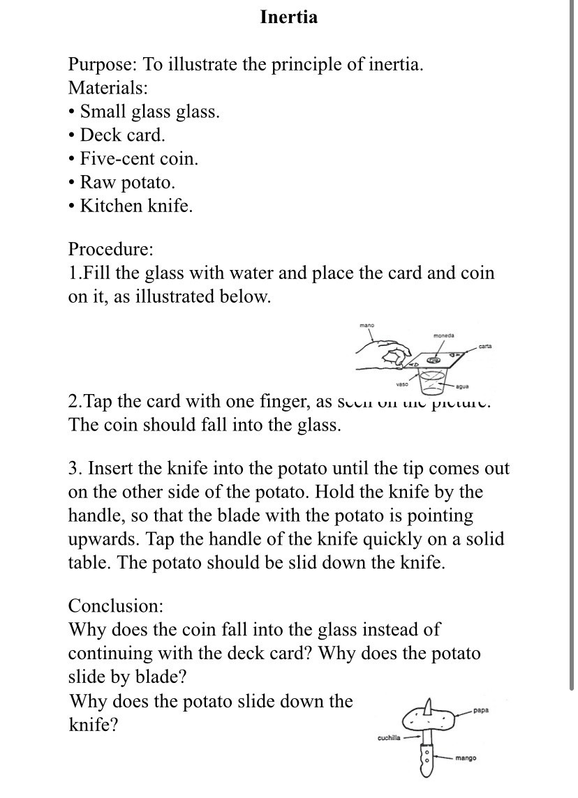 Analysis of the results: Conclusions: References: Science Format Annex (if any)Inertia Purpose: